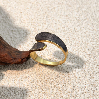 Contour Marble Stainless Steel Ring