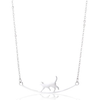 dainty walking cat pendant necklace