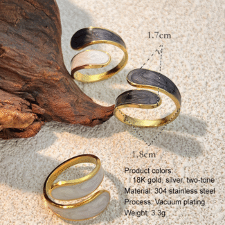 contour marble stainless steel ring