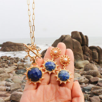 lapis sunburst pendant necklace
