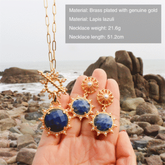 lapis sunburst pendant necklace