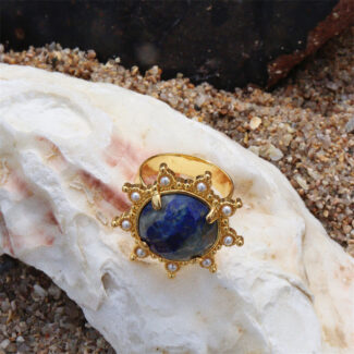lapis sunburst pendant rings