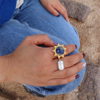 lapis sunburst pendant rings