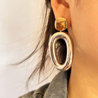 orbit dual tone statement earrings