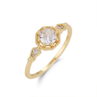 vintage gold zirconia ring – celestia