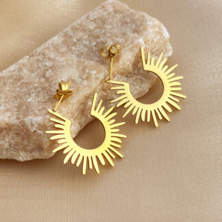 gold tone crescent moon studs