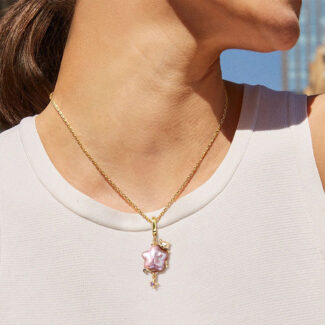 whimsical cat & star baroque pearl necklace