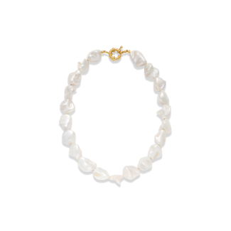 heart shell pearl baroque necklace with french ot clasp