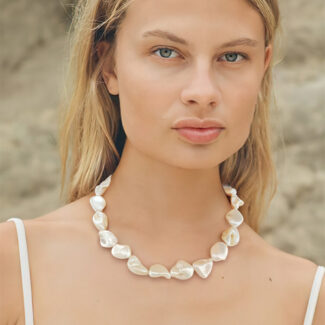 heart shell pearl baroque necklace with french ot clasp