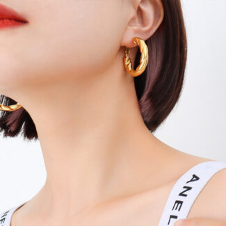 hollow tube hoop earrings polished titanium steel