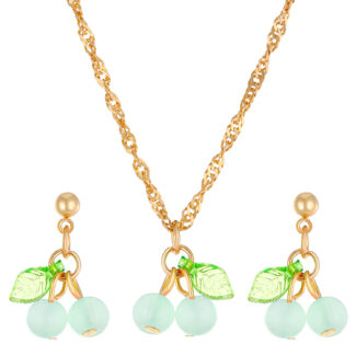 Mint Drop Necklace and Earrings Set