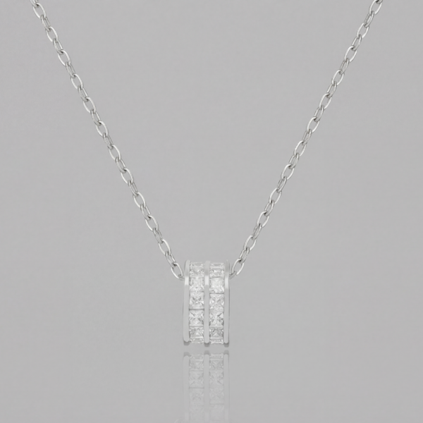 Silver Pave Crystal Circle Pendant - Micro Pave Charm for Necklace