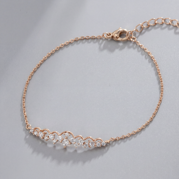 Solisita Crystal Lace Bar Bracelet Gold Tone Dainty Pave Design