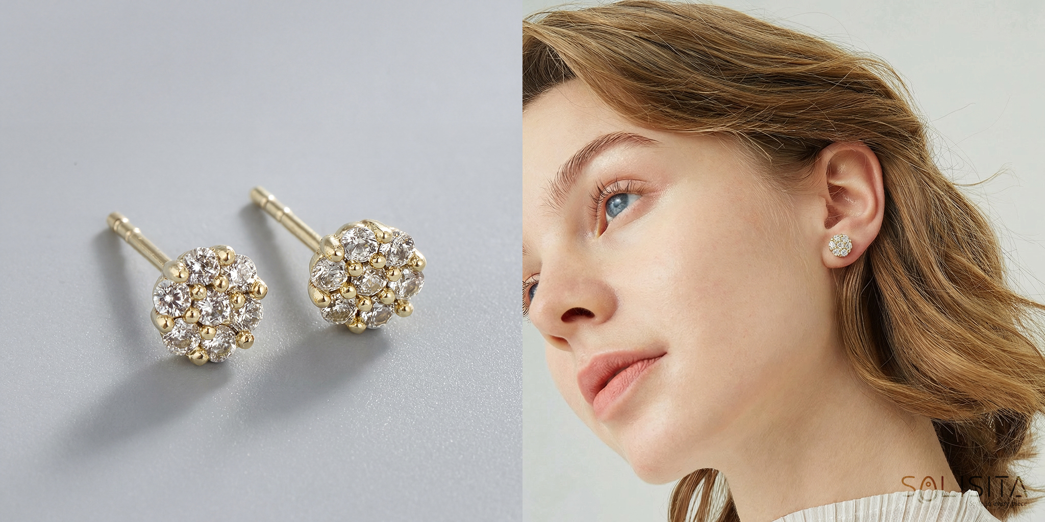 crystal flower stud earrings